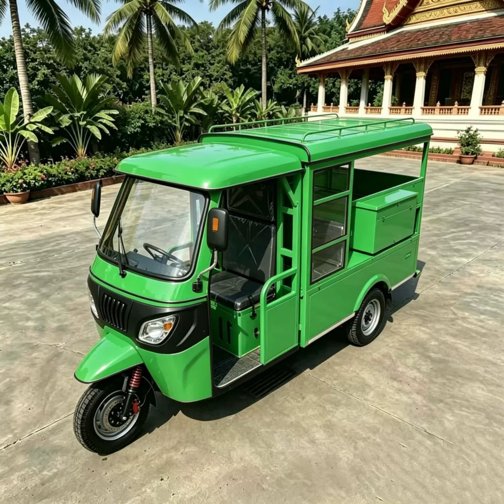 WeldSen Gasoline Enclosed Cabin Large Cargo Box Passenger Tricycle for Southeast Asia