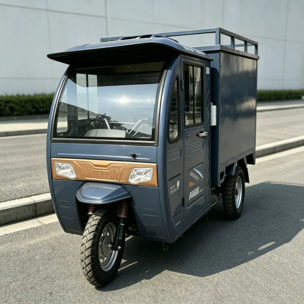 WeldSen Gasoline Fuel-Efficient Enclosed Cabin Cargo Tricycle