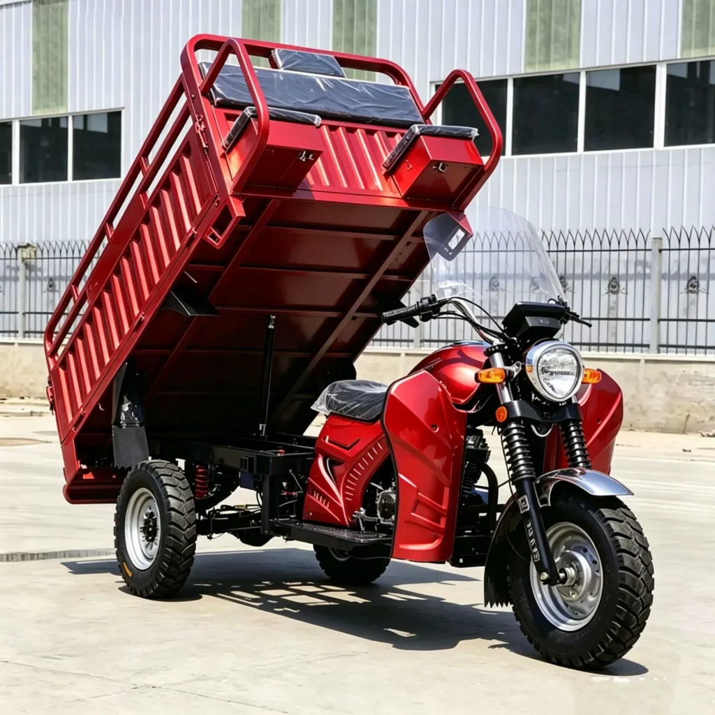 WeldSen Gasoline Hydraulic Dump Reinforced Body Agricultural Cargo Tricycle